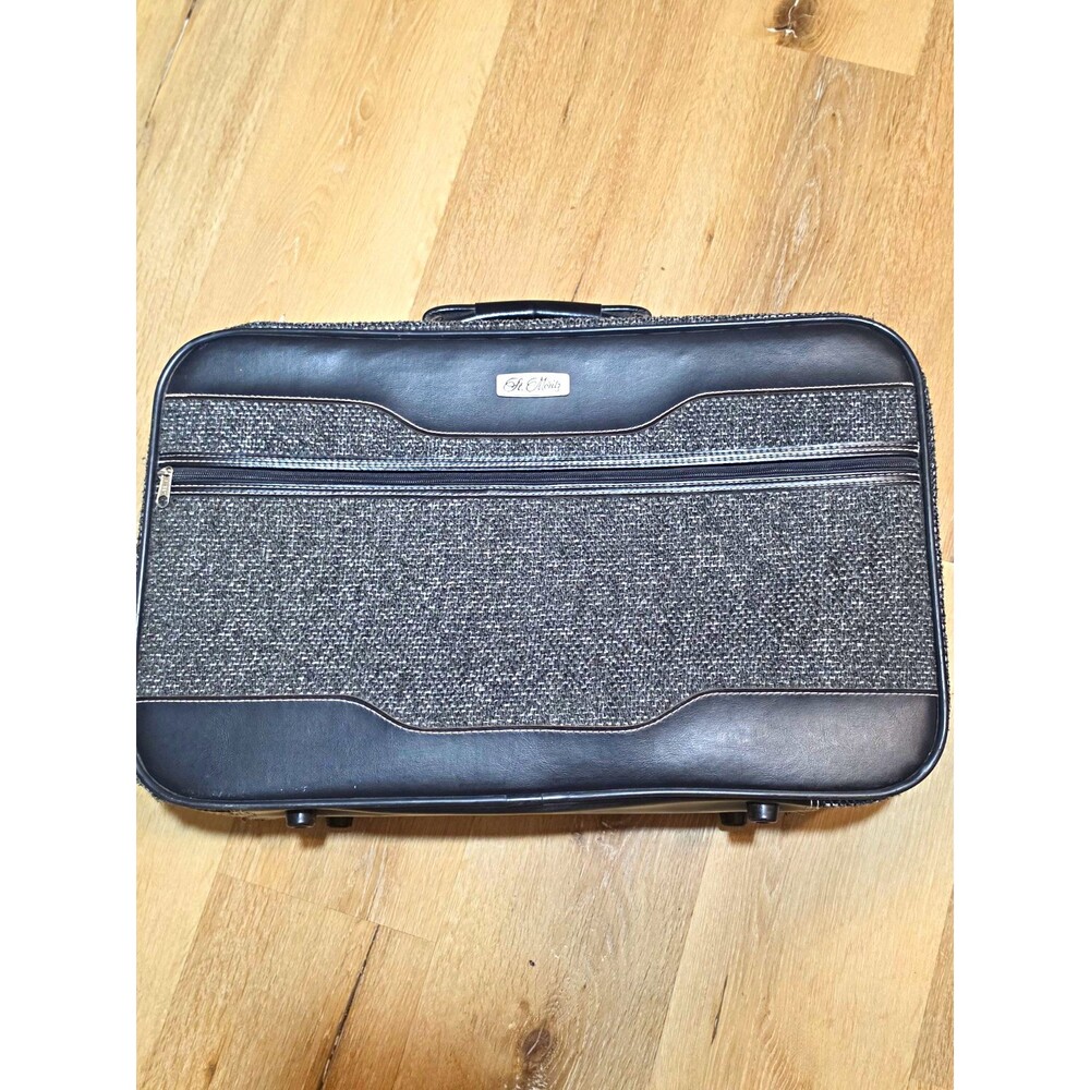 Vintage St. Moritz Carry On Suitcase Gray Black Soft Sided Luggage Travel Bag